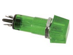 PILOTO INDICADOR CUADRADO DE 11,5x11,5mm - 220V - PANEL - ORIFICIO MONT 10mm - VERDE
