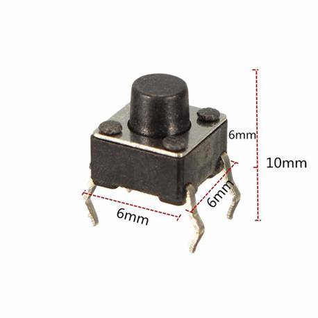 MICRO PULSADOR DE TACTO DIP 4 PIN - (ON) OFF - PARA PCB PASANTE - 6x6x6mm