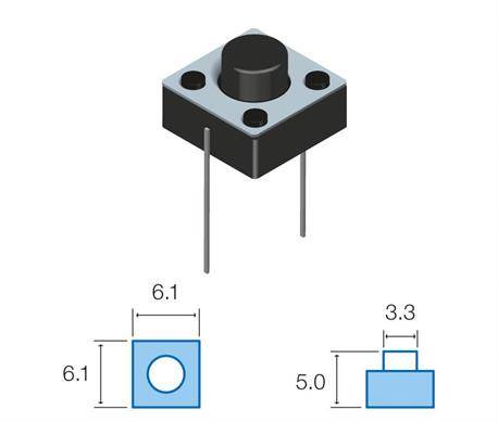 MICRO PULSADOR DE TACTO DIP 2 PIN - (ON) OFF - PARA PCB PASANTE - 6x6x5mm