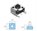 MICRO PULSADOR DE TACTO DIP 4 PIN - (ON) OFF - PARA PCB PASANTE - 7,2x7,2x5mm - 90º