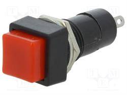 INTERRUPTOR PRESION  - 2 POSICIONES - ON OFF - 3A  125V - ORIFICIO MONT 12mm - TECLA CUADRADA ROJA