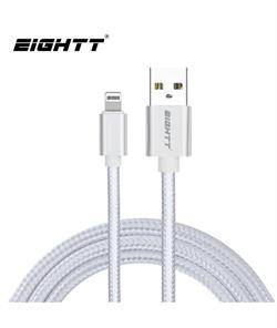 CONEXION USB 2.0 - LIGHTNING - TRENZADO DE NYLON - CARGA Y SINCRON. - 1 METRO -  IPHONE IPAD  - PLATA