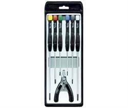 JUEGO DESTORNILLADORES PROSKIT DE PRECISION - 7 PIEZAS - PLANOS Y ESTRELLA + ALICATE CORTE