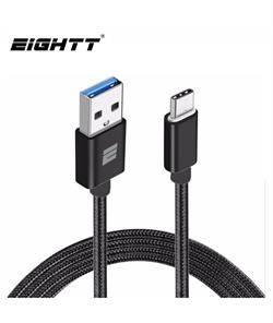 CONEXION USB 3.0 a TIPO C - TRENZADO DE NYLON - CARGA Y SINCRO. - 1 METRO - NEGRO