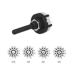 CONMUTADOR ROTATIVO 1 CTOS - 12 POSICIONES - 0,3A 125VAC o 1A 30VDC - EJE 6x30mm - 30º
