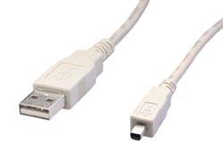 CONEXION USB A 2.0 MACHO - MINI USB AM 4 PIN MACHO - 2 METROS - BEIGE