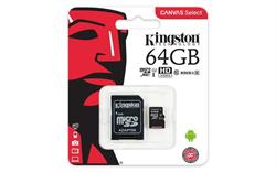 MEMORIA MICRO SD UHS-I 64GB KINGSTON - CL10 - CON ADAPTADOR A SD - HD VIDEO