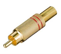 CONECTOR RCA DORADO MACHO - ROJO - METAL - SOLDAR