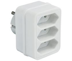 DISTRIBUIDOR DE RED - SCHUKO MACHO - 3 SALIDAS HEMBRA EUROPEA - 2,5A 250V - BLANCO