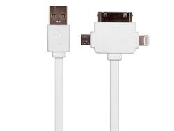 CONEXION CARGA Y SINCRONIZACION USB 2.0 - 3 EN 1 - MACHO MACHO BLANCO - 1m
