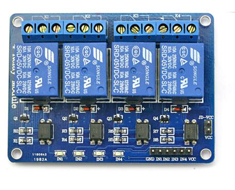 MODULO 4 CANALES A RELE 5V COMPATIBLE CON ARDUINO - CONTACTOS RELE 10A 250VAC