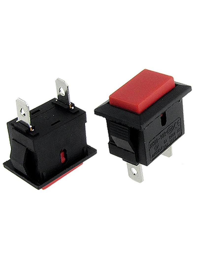 PULSADOR DE PRESION RECTANGULAR - 6A 250V - TECLA ROJA - TERMINALES FASTON 4,8mm