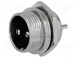 CONECTOR MACHO DE MICROFONO 2 PIN 16mm - PANEL
