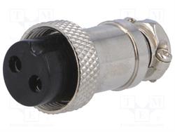 CONECTOR HEMBRA DE MICROFONO 2 PIN 16mm AEREO