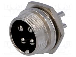 CONECTOR MACHO DE MICROFONO 4 PIN 16mm - PANEL