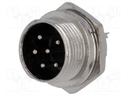 CONECTOR MACHO DE MICROFONO 6 PIN 16mm - PANEL