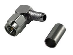 CONECTOR SMA MACHO ACODADO - PARA CRIMPAR - PARA CABLE RG58 - METAL