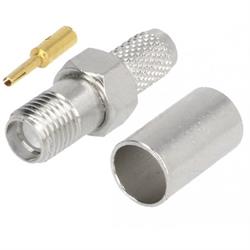 CONECTOR SMA HEMBRA - PARA CRIMPAR - PARA CABLE RG58 - METAL