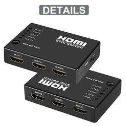 CONMUTADOR DE SEÑAL HDMI PASIVO - 5 ENTRADAS A 1 SALIDA - 1080P - CON MANDO A DISTANCIA