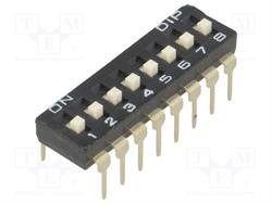 INTERRUPTOR DIP - 8 SECCIONES - ON OFF - RASTER 2,54mm - RASTER FILA 7,62mm - DIP-16