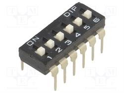 INTERRUPTOR DIP - 6 SECCIONES - ON OFF - RASTER 2,54mm - RASTER FILA 7,62mm - DIP-12