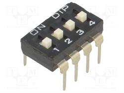 INTERRUPTOR DIP - 4 SECCIONES - ON OFF - RASTER 2,54mm - RASTER FILA 7,62mm - DIP-8