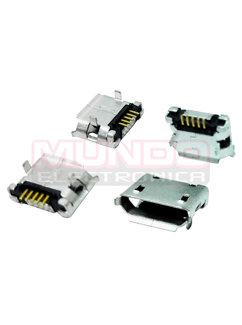 CONECTOR MICRO USB - 5 PINES LARGO - ANCLADO 2 PATILLAS A 5.35mm