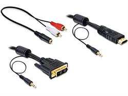 CONEXION DVI MACHO + AUDIO JACK 3,5mm MACHO  A HDMI MACHO + AUDIO JACK 3,5mm BI-DIRECCIONAL 3m