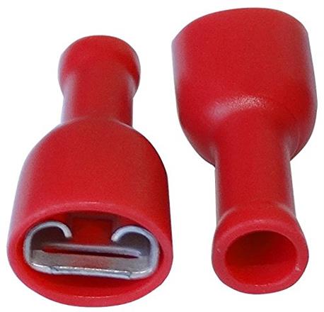 TERMINAL PLANO FASTON HEMBRA AISLADO 4,8mm - CABLE 0,5 A 1,5mm - ROJO - 100 UNIDADES