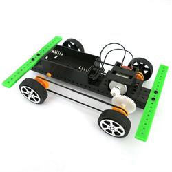 KIT COCHE DIDACTICO DE 4 RUEDAS - 2 EJES (V2) - Eje Polea Correa Motor Portapila Interruptor
