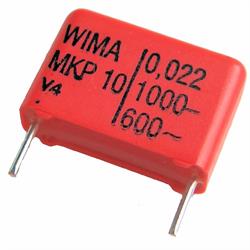 CONDENSADOR POLIESTER WIMA 220nF / 160VDC - RASTER 15mm - PATILLAS 5mm - 18x10x5mm
