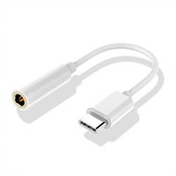 ADAPTADOR USB TIPO-C MACHO - JACK 3,5mm HEMBRA STEREO - 11,5cm - BLANCO