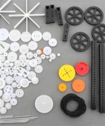 KIT DIY DE 92 PIEZAS - PARA MONTAJE - ENGRANAJES, POLEAS, CORREAS, EJES, RUEDAS DENTADAS, ETC..