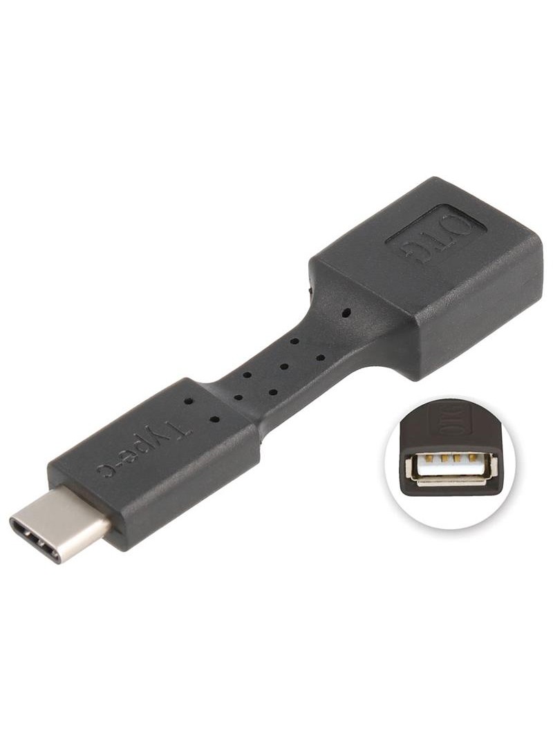 ADAPTADOR USB A HEMBRA - USB TIPO-C MACHO - OTG - NEGRO - FLEXIBLE