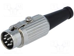 CONECTOR DIN 8 PIN MACHO 270º - AEREO - RECTO - PARA SOLDAR - CUERPO METALICO