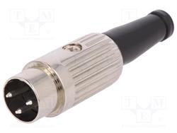 CONECTOR DIN 3 PIN MACHO 180º - AEREO - RECTO - PARA SOLDAR - CUERPO METALICO