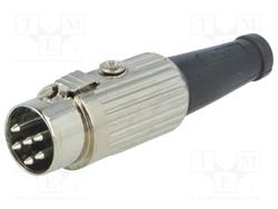 CONECTOR DIN 6 PIN MACHO 240º - AEREO - RECTO - PARA SOLDAR - CUERPO METALICO
