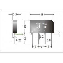 PUENTE RECTIFICADOR PLANO  600v / 4A - SOLDAR C.I.  / GBS4J