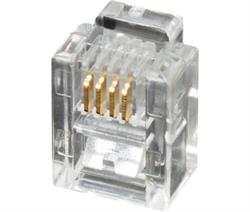 CONECTOR MODULAR TELEFONICO RJ11 6V / 4C - TRANSPARENTE - 100 UNIDADES