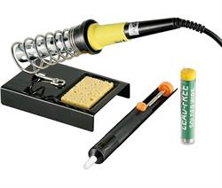 KIT DE SOLDADOR AFICIONADO Y PRO - 30W + SOPORTE + BOMBA DESOLDADORA + ESTAÑO