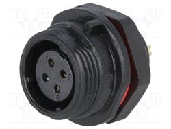 CONECTOR WEIPU 4 PIN - HEMBRA - ORIFICO MONT. 8mm  - HASTA 5A - IP68 - PARA SOLDAR
