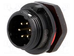 CONECTOR WEIPU 6 PIN - MACHO - ORIFICO MONT. 8mm  - HASTA 5A - IP68 - PARA SOLDAR