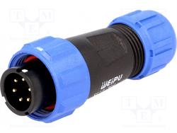 CONECTOR WEIPU 6 PIN - MACHO - AEREO - HASTA 5A - IP68 - PARA SOLDAR