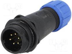 CONECTOR WEIPU 6 PIN - MACHO - AEREO CON ROSCA - HASTA 5A - IP68 - PARA SOLDAR