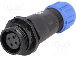 CONECTOR WEIPU 4 PIN - HEMBRA - AEREO CON ROSCA - HASTA 5A - IP68 - PARA SOLDAR