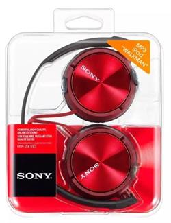 AURICULAR DE DIADEMA SONY 30mm - MICROFONO  - CABLE 1.2m - ROJO