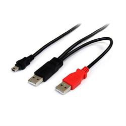 CONEXION USB MINI-B MACHO - x2 USB-A MACHO - LOGITUDAD 90cm - PARA DISCOS DUROS EXTERNOS