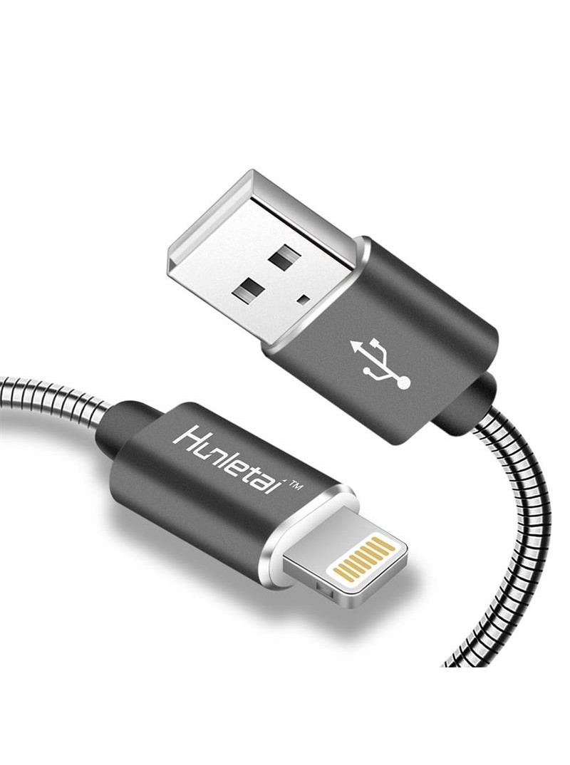 CONEXION USB 2.0 - LIGHTNING - METALICO - CARGA Y SINCRON. - 1 METRO -  IPHONE IPAD  - PLATA