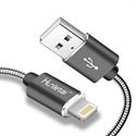 CONEXION USB 2.0 - LIGHTNING - METALICO - CARGA Y SINCRON. - 1 METRO -  IPHONE IPAD  - PLATA