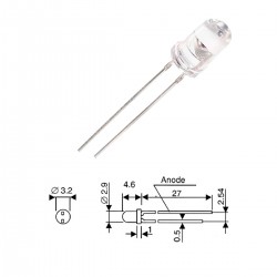 DIODO LED 3mm AMARILLO ALTO BRILLO - TRANSPARENTE // 2500-4000MCD